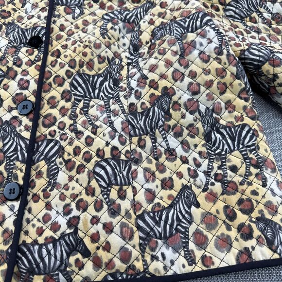 Safari Quited Jacket Womens 12 Button Up 100% Silk‎ Zebra Cheetah - Picture 4 of 8